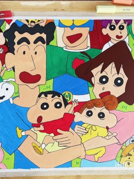 YANGYANG's Crayon Shin-chan Family Portrait Hand drawing with marker